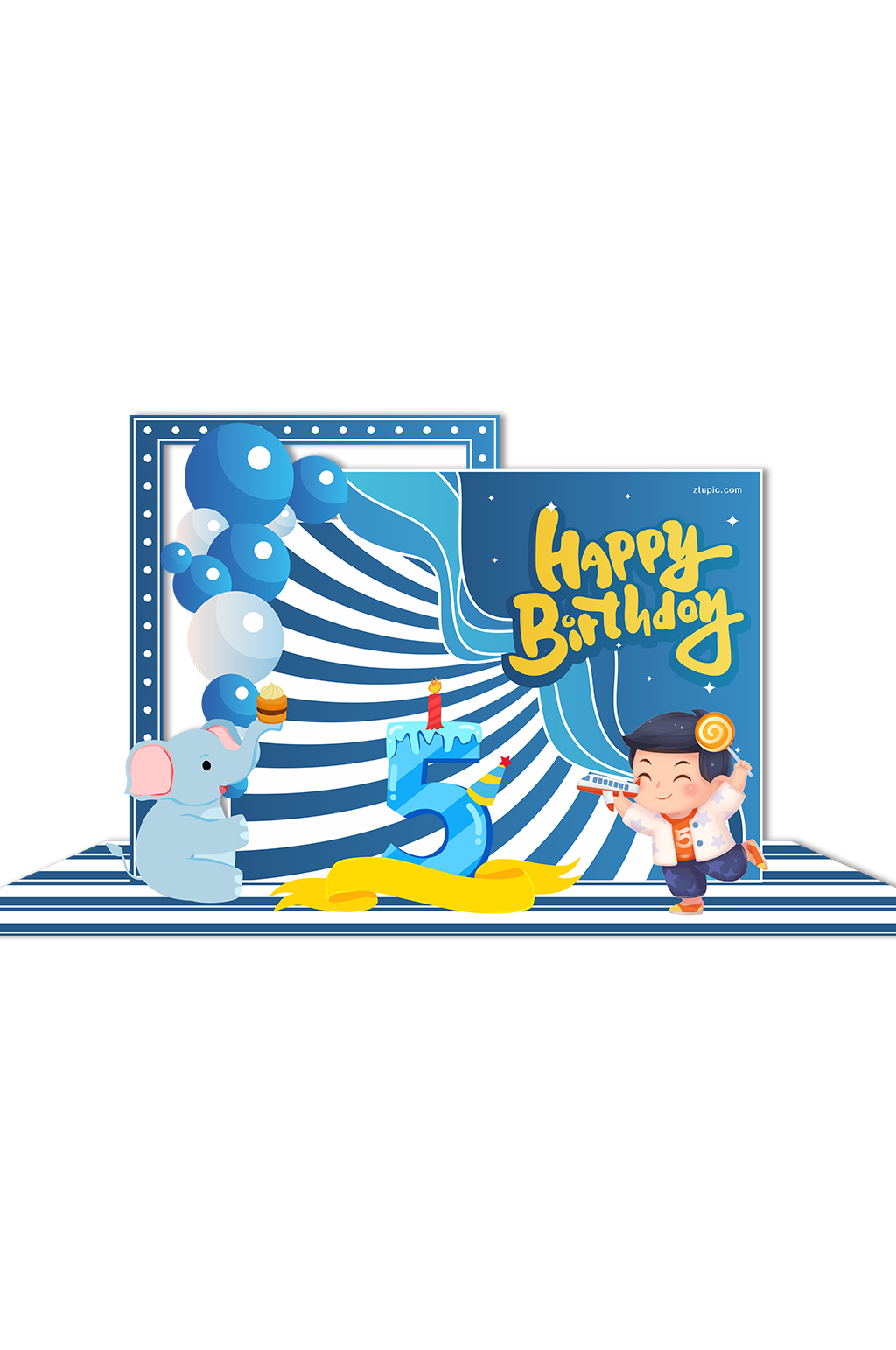 蓝色生日派对生日宴舞美美陈设计素材