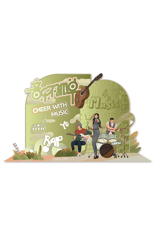 绿色田野音乐节美陈设计-众图网