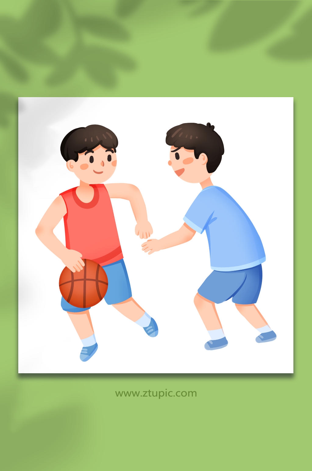 手绘卡通打篮球男孩人物插画素材