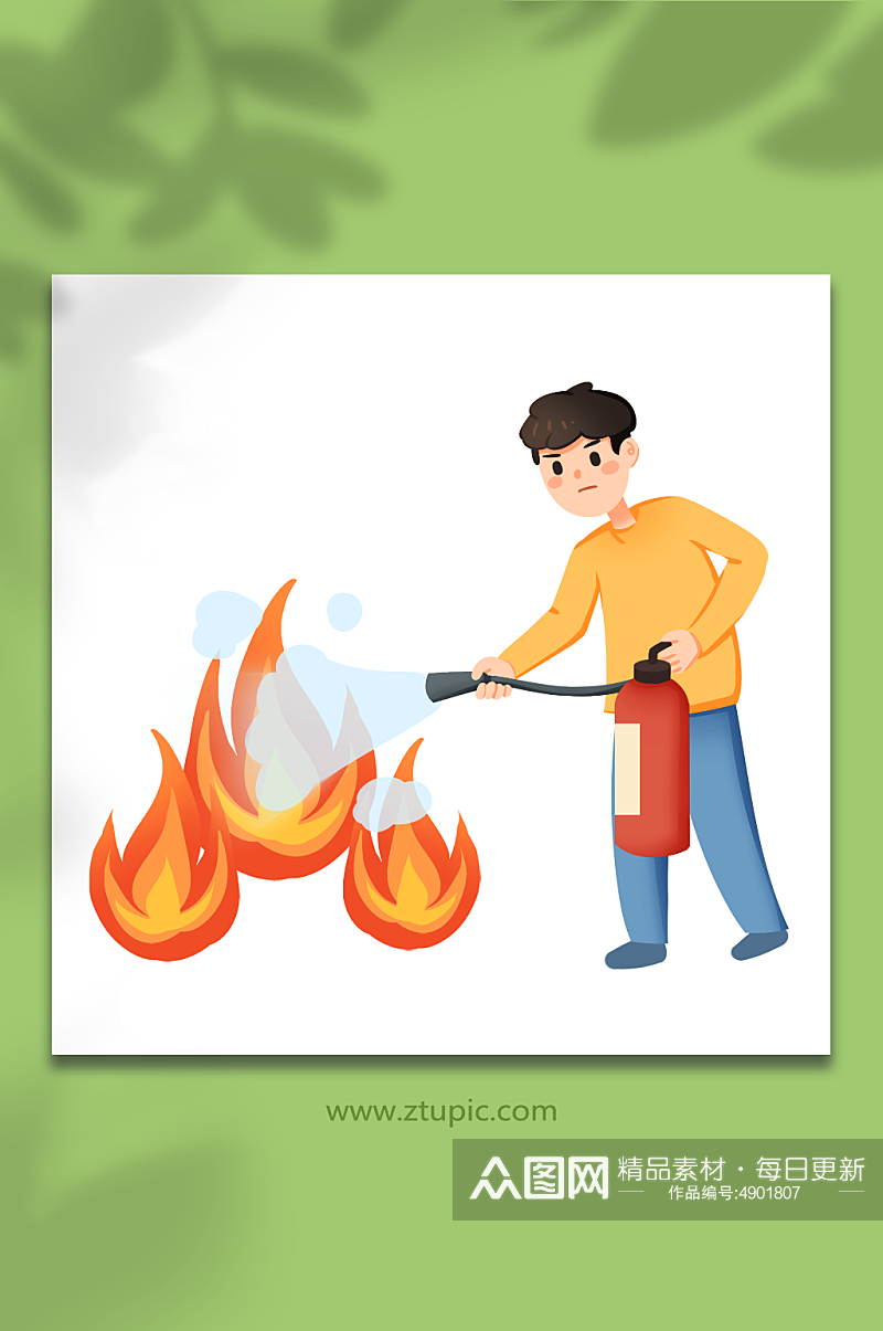 手绘卡通消防急救安全常识灭火元素插画素材