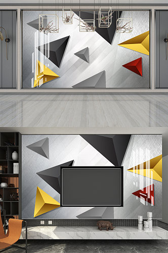 抽象几何图形电视背景墙