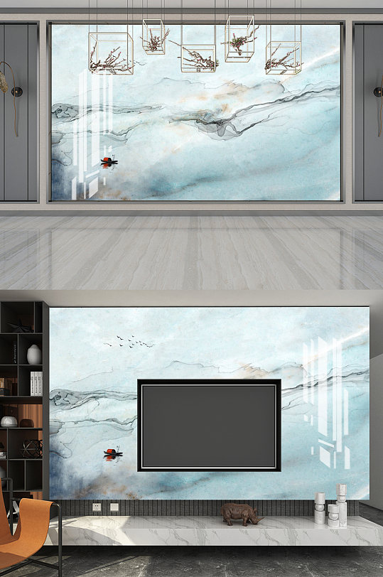 抽象纹理电视背景墙-众图网