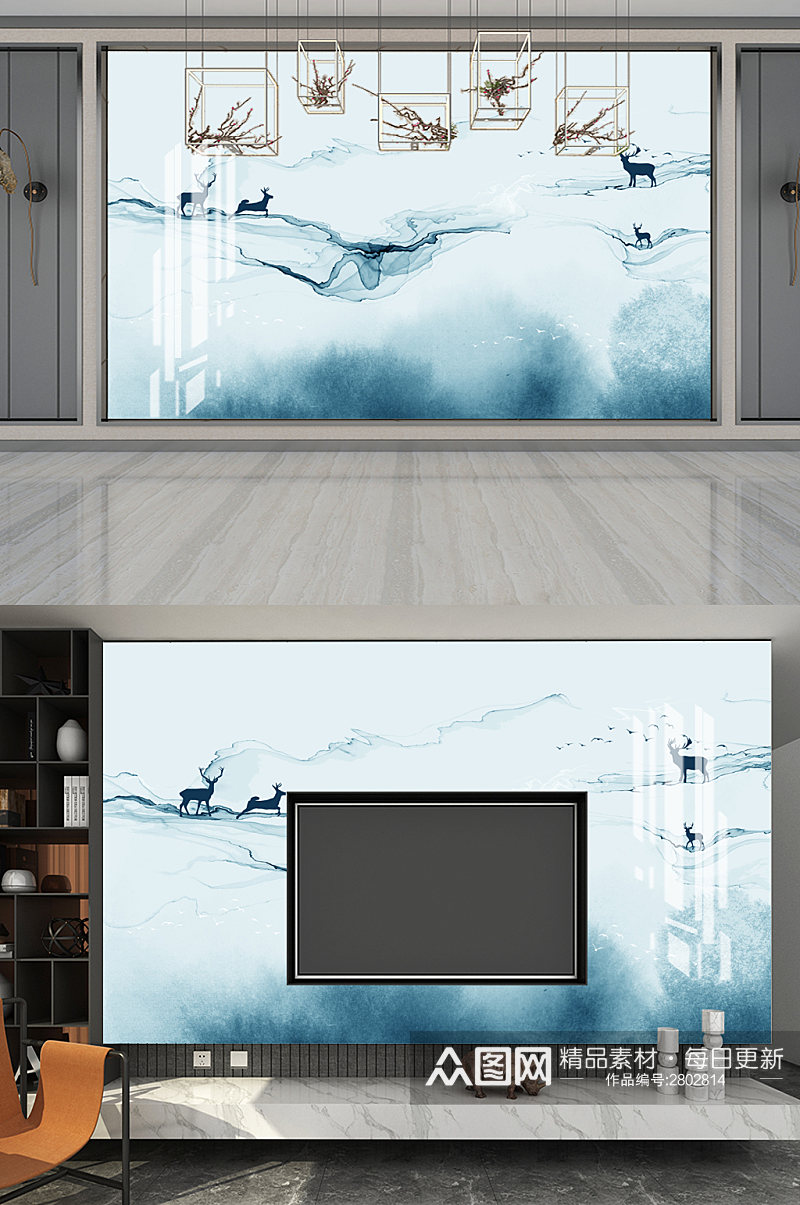 抽象山水电视背景墙素材