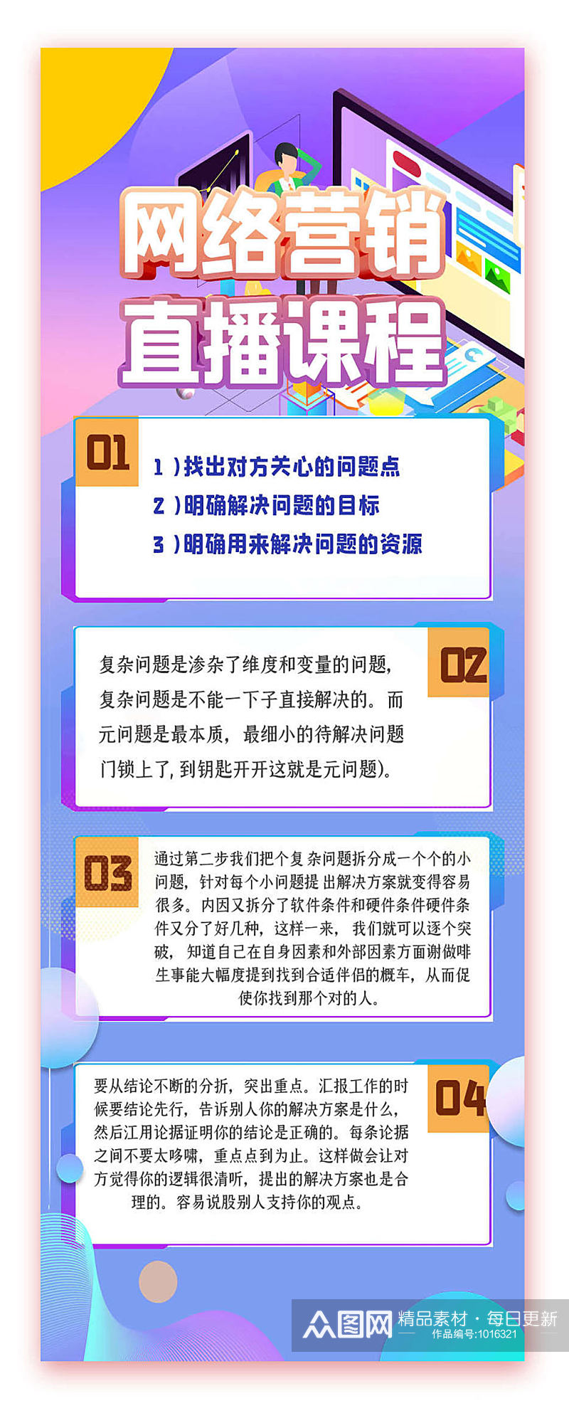 网络营销直播课程海报素材