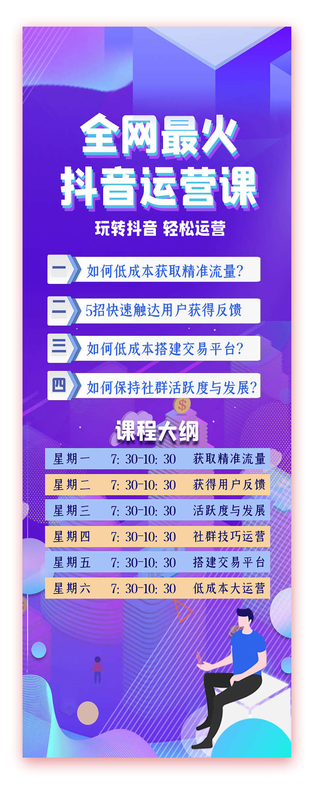 全网最火抖音运营课课程海报素材