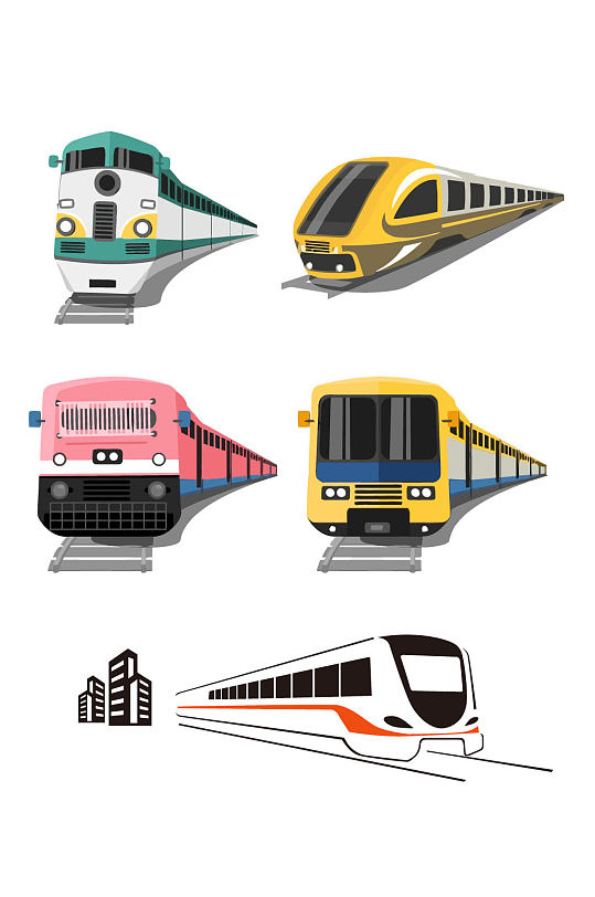 地铁动车矢量手绘图