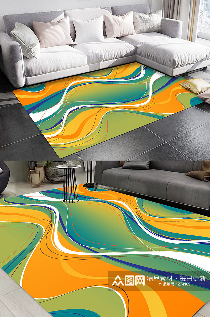 动感波浪线条创意地毯素材