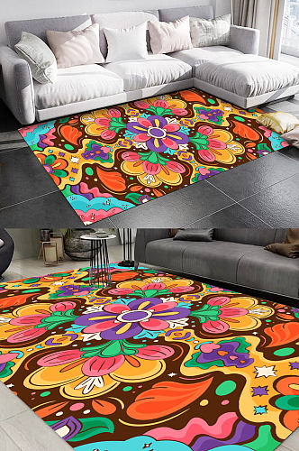 时尚矢量花纹地毯图案