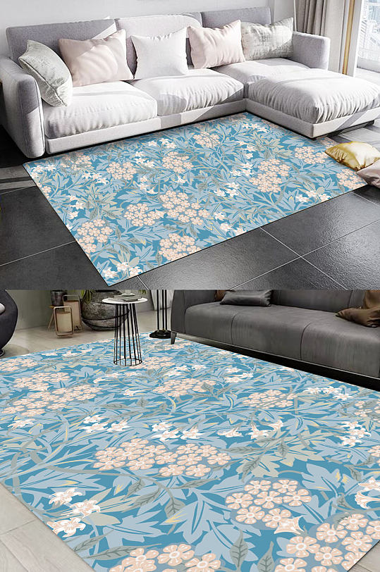 手绘花纹艺术装饰地毯-众图网