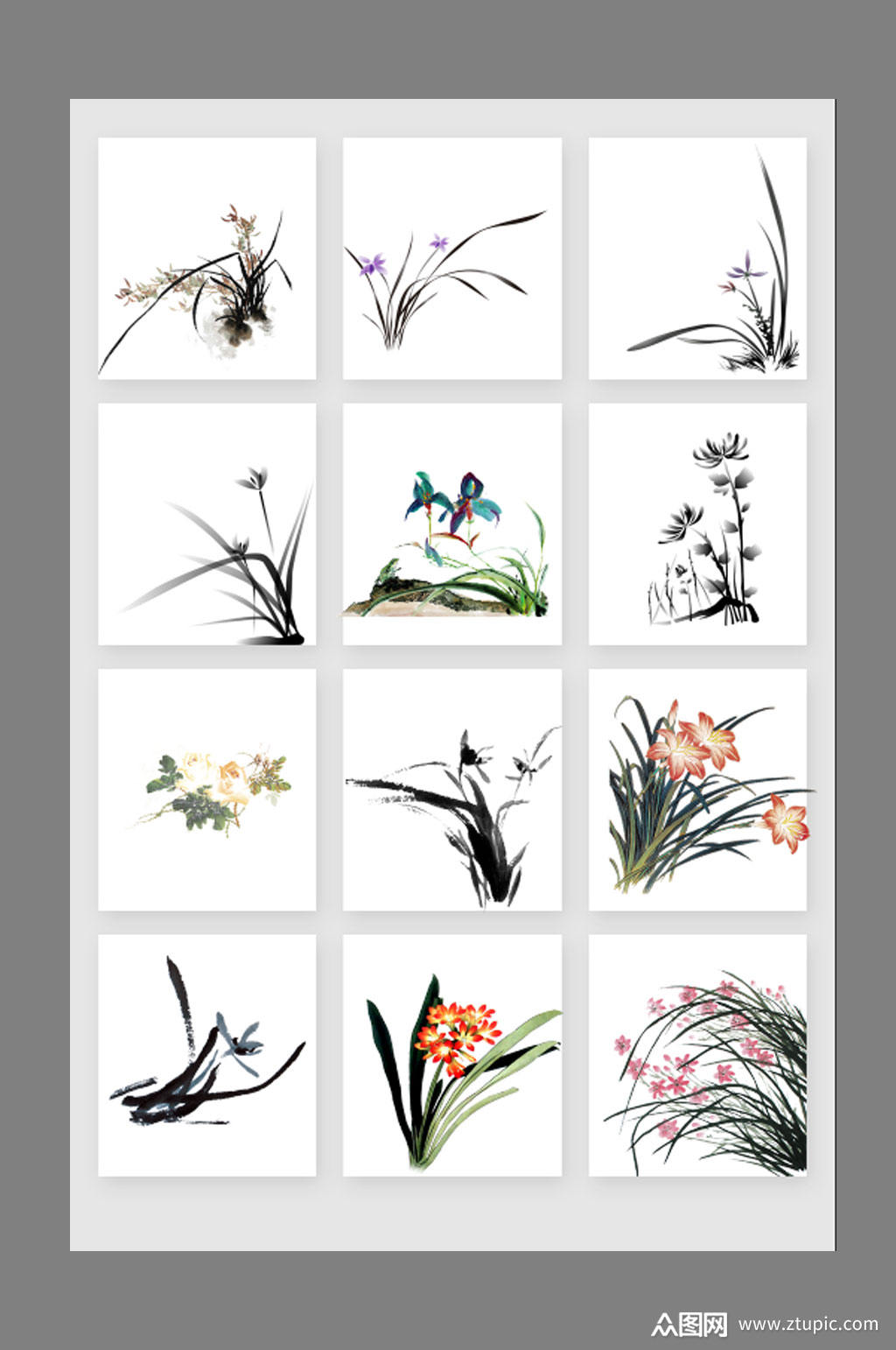 水墨画墨花素材psd分层