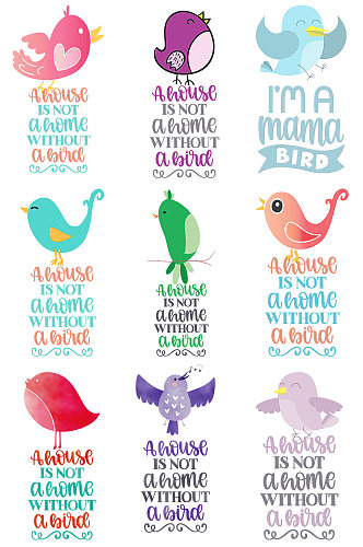 温馨卡通小鸟动物元素