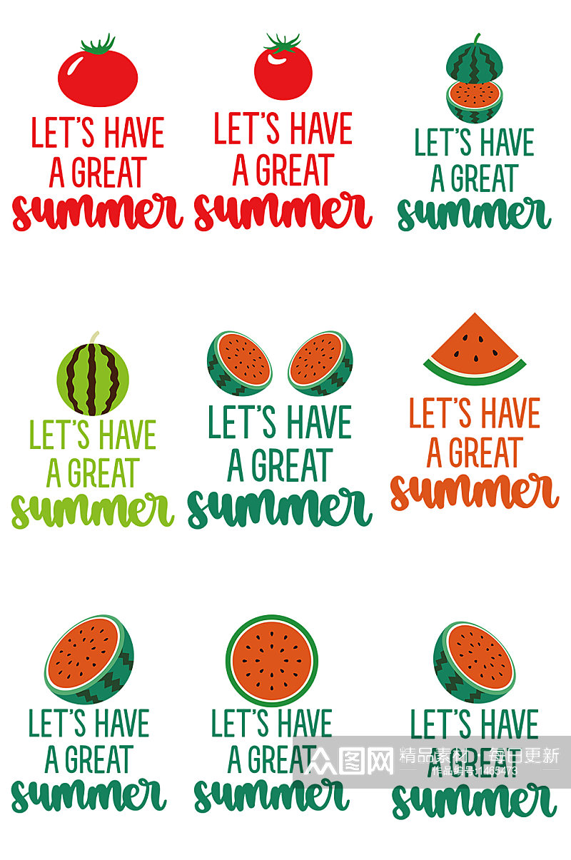 夏天彩色西瓜和西红柿素材素材