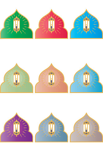 伊斯兰教灯笼发光蜡烛清真寺剪影