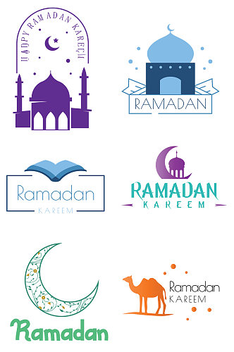蓝紫色骆驼月亮建筑异形书本logo设计
