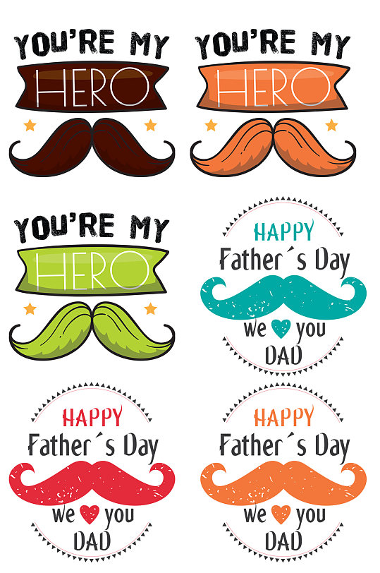 胡子英文父亲节装饰排版元素