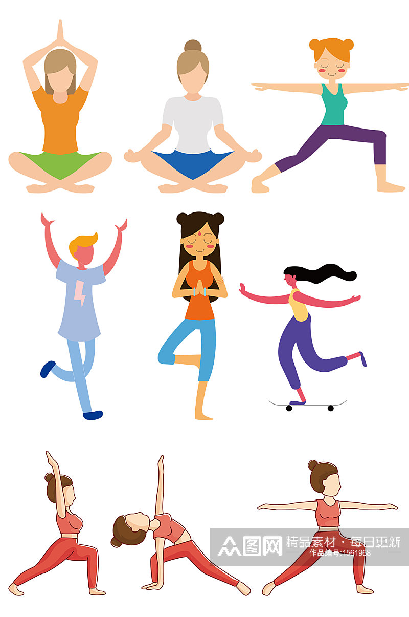 女人健身运动瑜伽锻炼身体红色素材