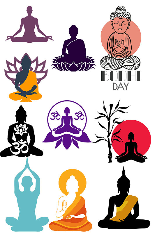 印度佛教神圣瑜伽运动剪影logo设计