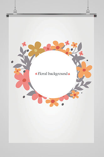 粉色灰色低调花朵植物花环婚礼logo