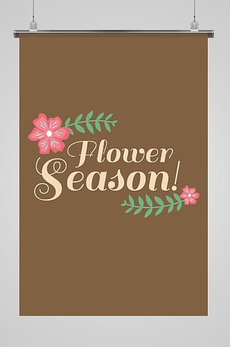 春天英文字体设计排版植物花朵