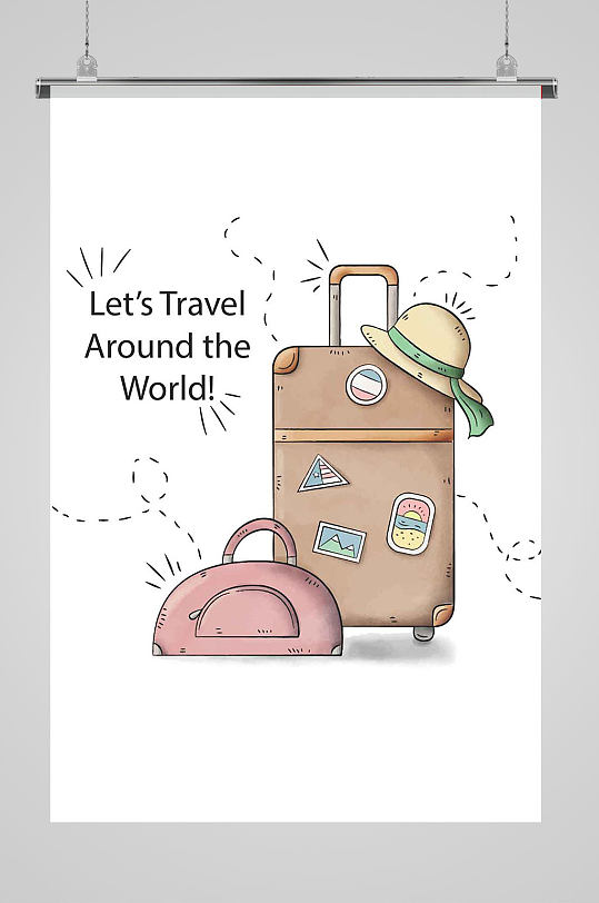 旅行行李箱帽子度假背包行囊出游旅游