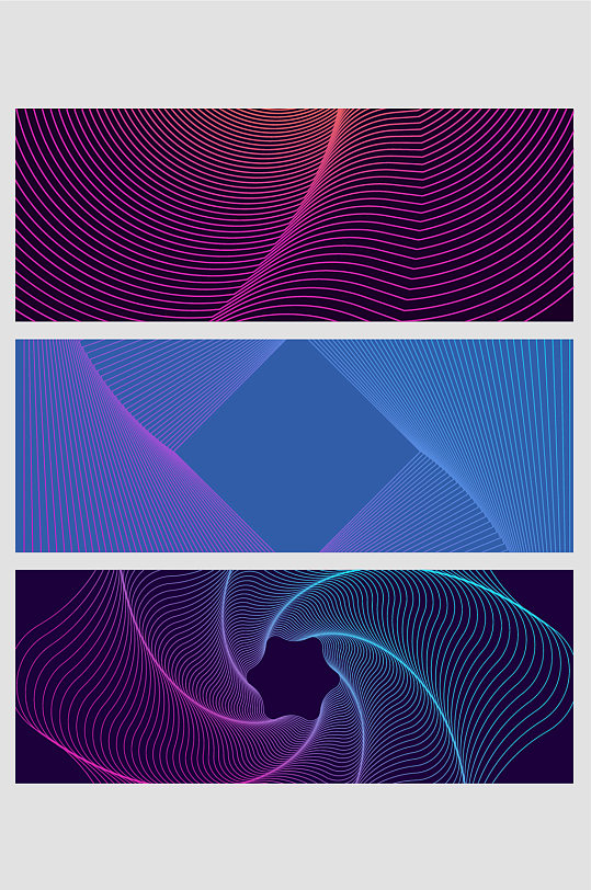 蓝紫色炫彩科技曲线线条几何抽象渐变螺纹