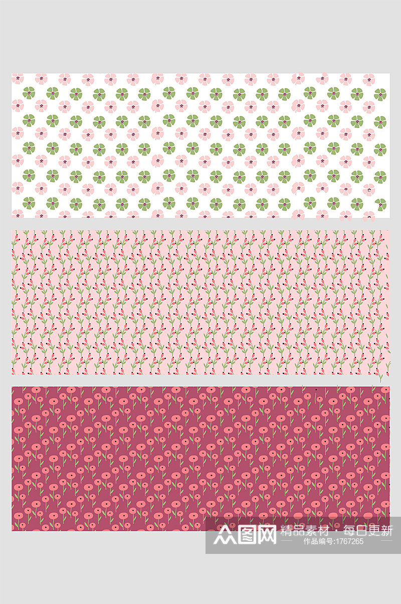 粉绿玫红浮萍花瓣植物果实小草平铺壁纸素材