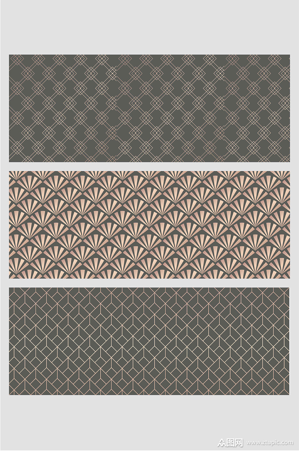 黑金配色撞色玫瑰金属扇形条纹中国风花纹