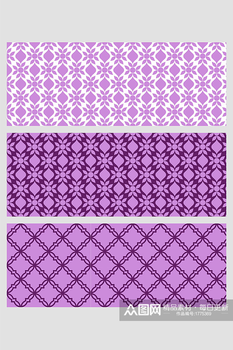 紫色梦幻花朵平铺几何菱形背景壁纸素材