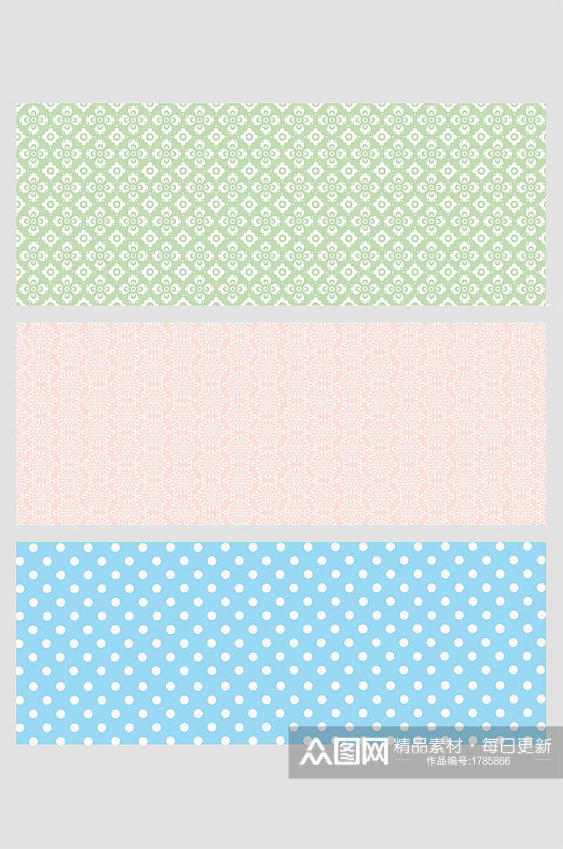 绿蓝粉色小清新欧式花纹花朵波点少女壁纸素材