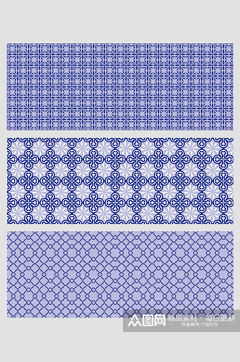 青花瓷蓝色中国民族风图纹样式背景素材