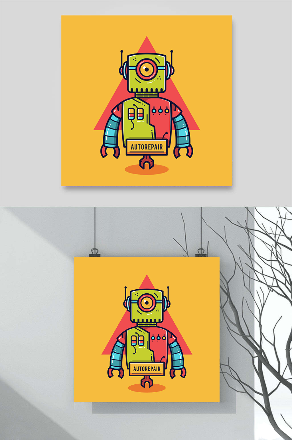 机器人机械零件独眼龙大眼仔天线语音-插画素材下载-众图网