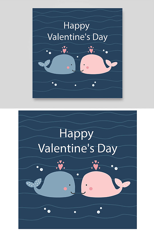 鲸鱼蓝色大海波浪爱情陪伴情人节