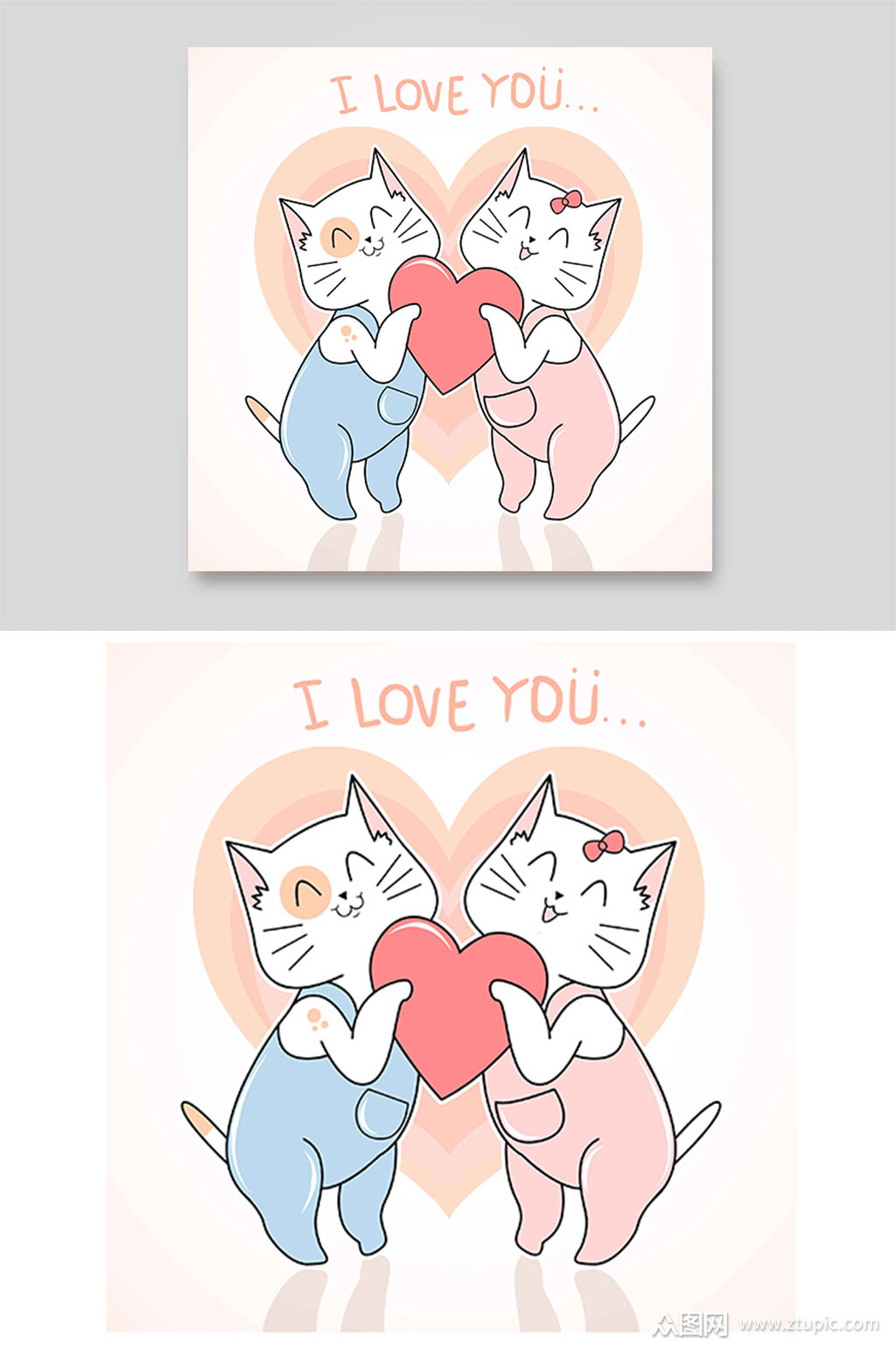 爱情甜蜜猫咪心形爱情我爱你表白情人节