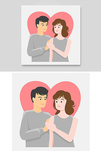 情侣爱人结婚情人节手绘插画人物男人女人