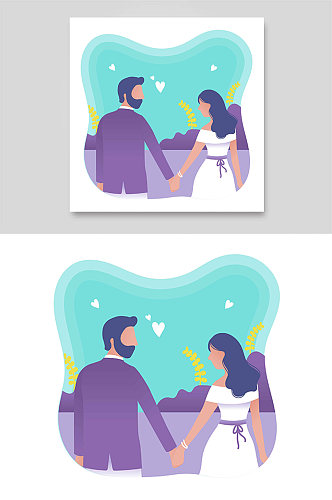 紫绿色撞色情侣结婚婚礼爱情心形