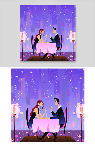 梦幻紫色浪漫星空餐厅晚餐红酒情侣约会