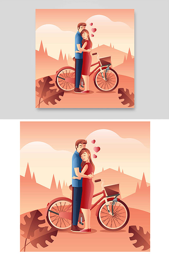 情侣约会公园自行车浪漫校园爱心