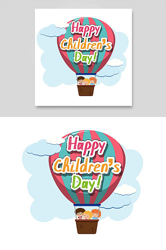 热气球土耳其云朵条纹彩色小朋友儿童节