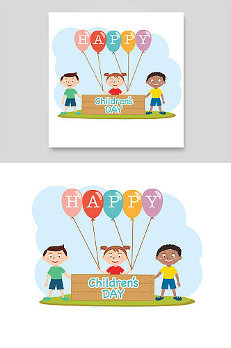 气球小朋友儿童节可爱活泼快乐伙伴