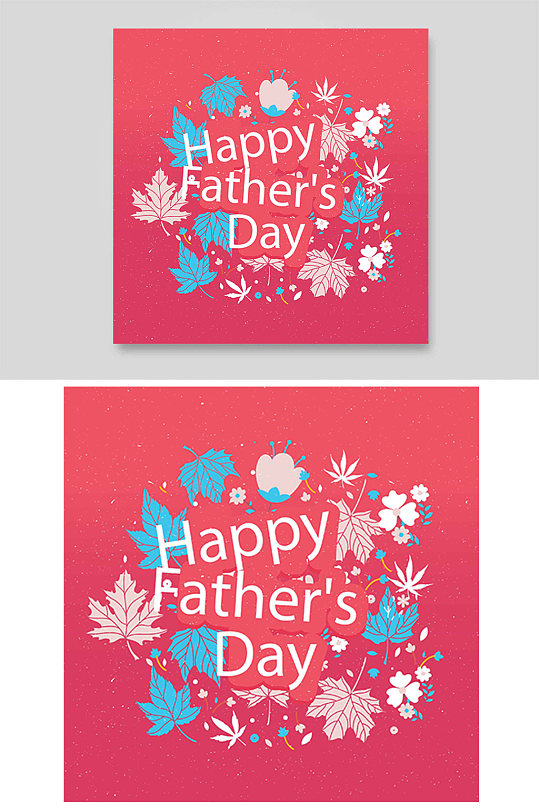 父亲节花朵枫叶植物英文排版图标徽章