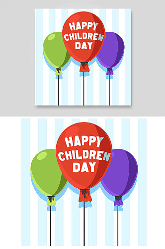 红绿紫色气球撞色儿童节六一装饰庆祝