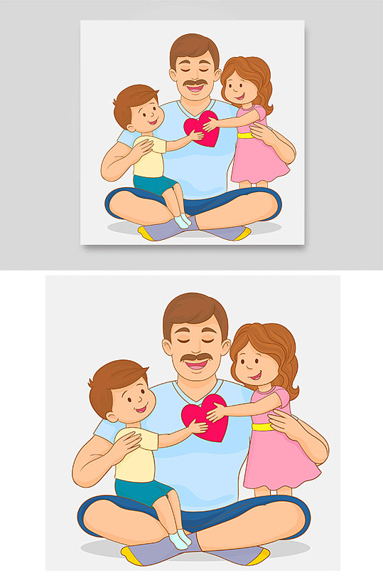 家庭成员爸爸儿子女儿孩子爱心关爱心形