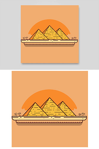 橙色埃及金字塔神秘石头沙漠探索旅游