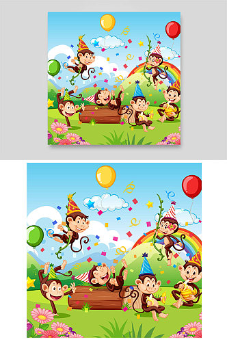 动物园猴子马戏团香蕉生日派对庆祝气球