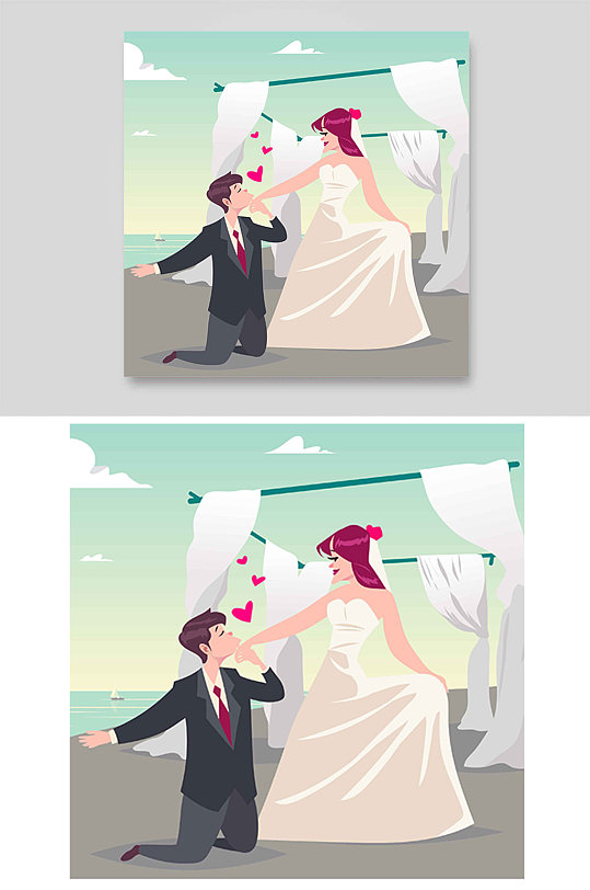 海邊沙灘浪漫求婚情侶人物戶外告白
