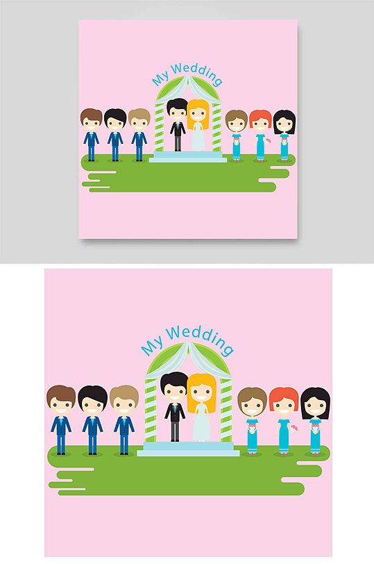 婚礼户外草坪伴郎伴娘浪漫典礼