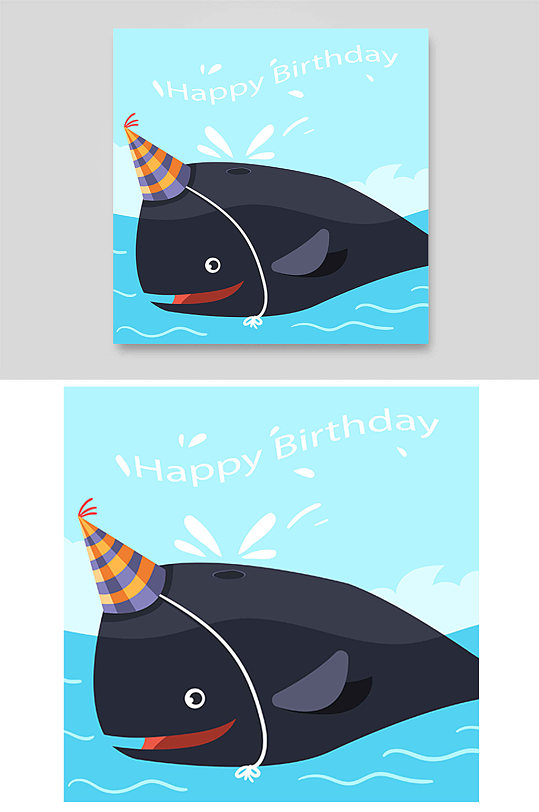 鲸鱼动物海洋生物生日庆祝大海主题