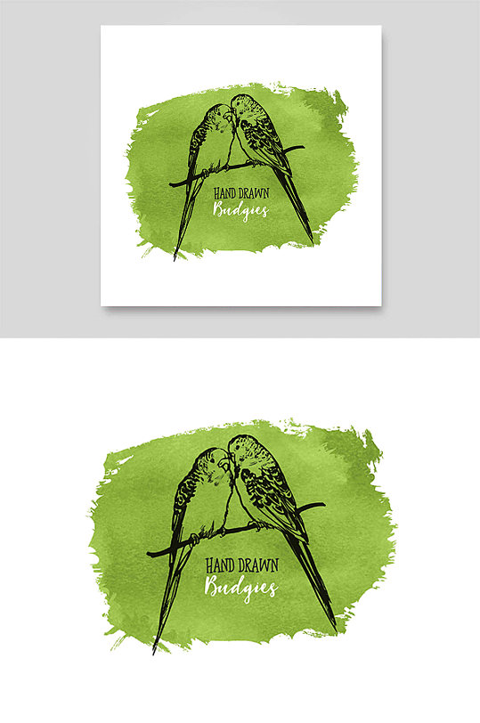 绿色黑简笔画素描鸟类动物喜鹊