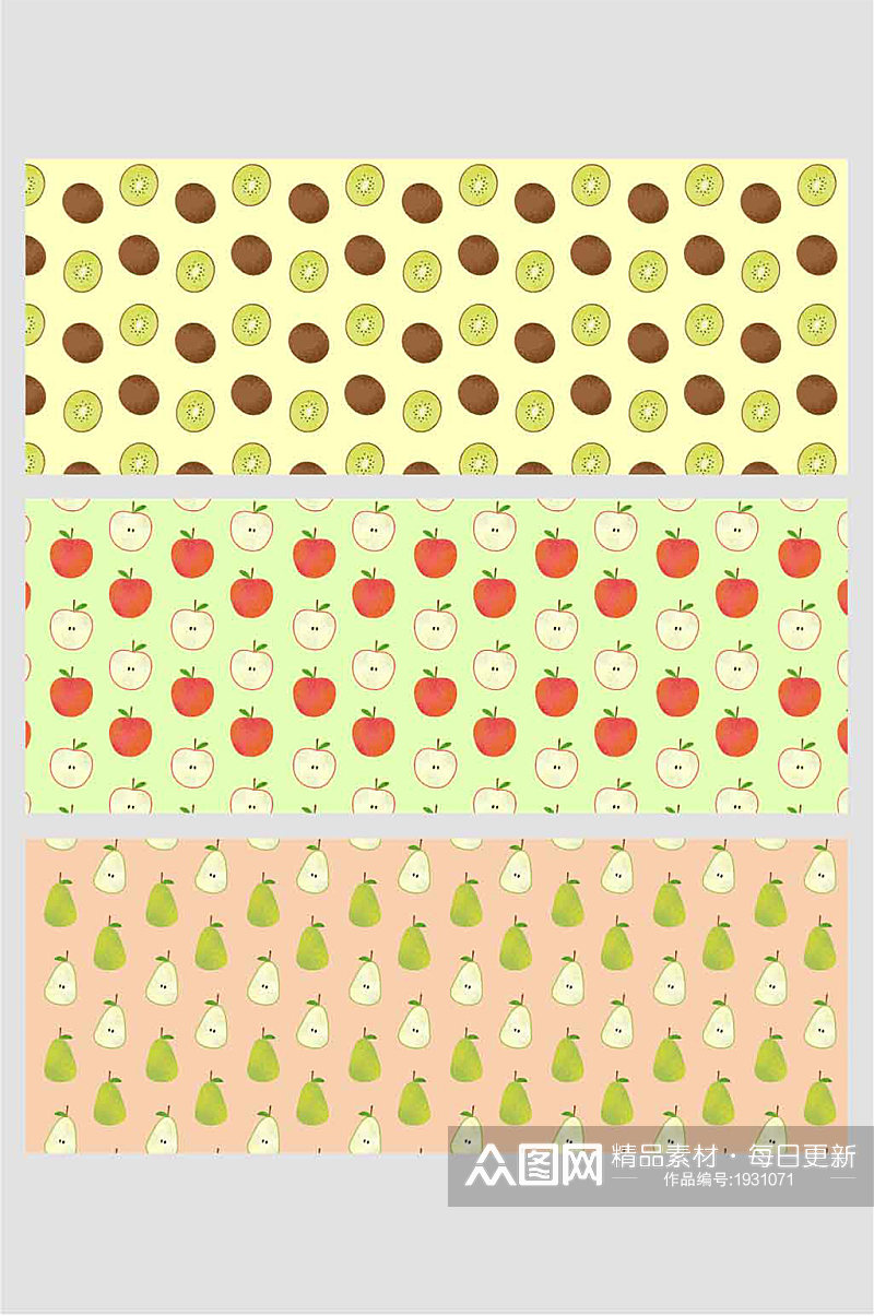 红苹果绿色鸭梨奇异果猕猴桃水果夏天素材