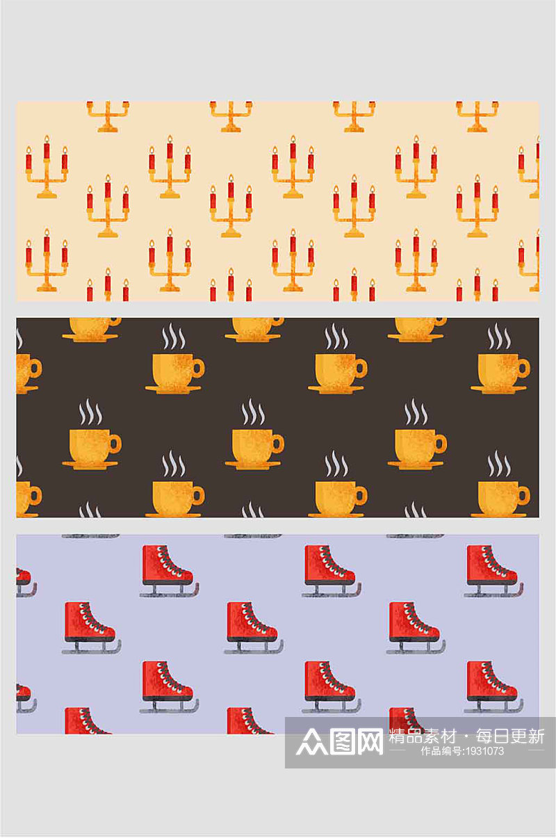 黄红色咖啡蜡烛下午茶滑雪鞋靴子素材